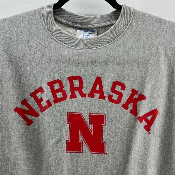 Champion Nebraska Cornhuskers Sweatshirt Men's Size Small Crewneck Pullover Gray - Picture 4 of 13